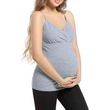 Nursing Tops Tank Shirts Cami for Maternity and Breastfeeding (Medium, Black+Grey+Light Green Dot (3Pcs))