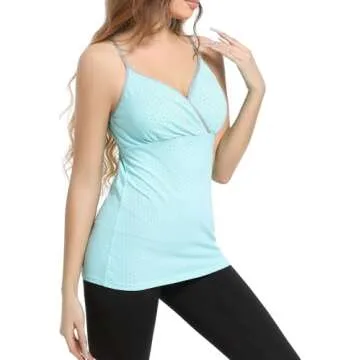 Nursing Tops Tank Shirts Cami for Maternity and Breastfeeding (Medium, Black+Grey+Light Green Dot (3Pcs))