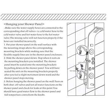 ELLO&ALLO Stainless Steel Shower Panel Tower System,LED Rainfall Waterfall Shower Head 6-Function Faucet Rain Massage System with Body Jets, Brushed Nickel