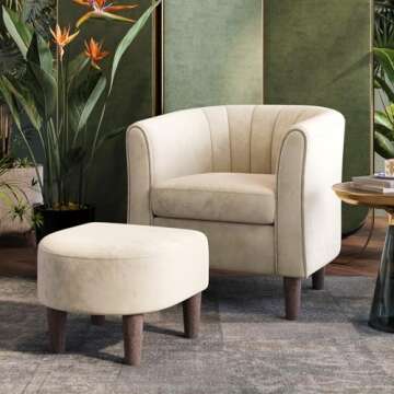 Stylish LINSY Accent Chair with Ottoman for Cozy Spaces