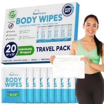 Body Wipes for Adults Bathing No Rinse 20 Count - Travel Cleansing Wipes