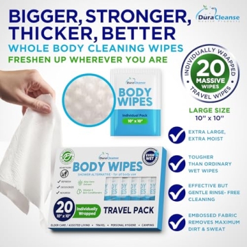 Jumbo Body Wipes for Gentle Cleansing - 20 Count