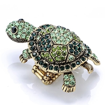 Szxc Jewelry Gold Green Turtle Stretch Ring for Women