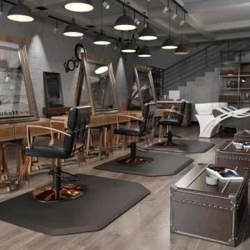 OmySalon Salon Mat for Hair Stylist 4’x5’ Anti Fatigue Barber Floor Mat with Round Base, Salon C...