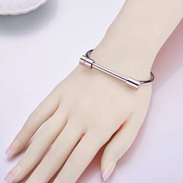 Unisex Titanium D Shape Screw Bangle Bracelet for All
