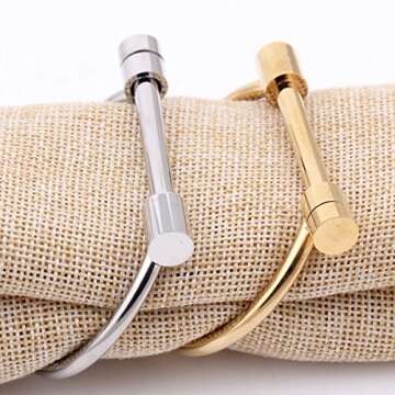 Unisex Titanium D Shape Screw Bangle Bracelet for All