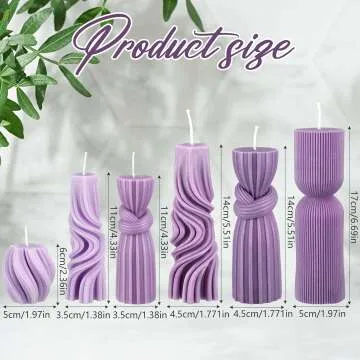 Ribbed Soy Wax Candles Set - 6 Cute Pillars