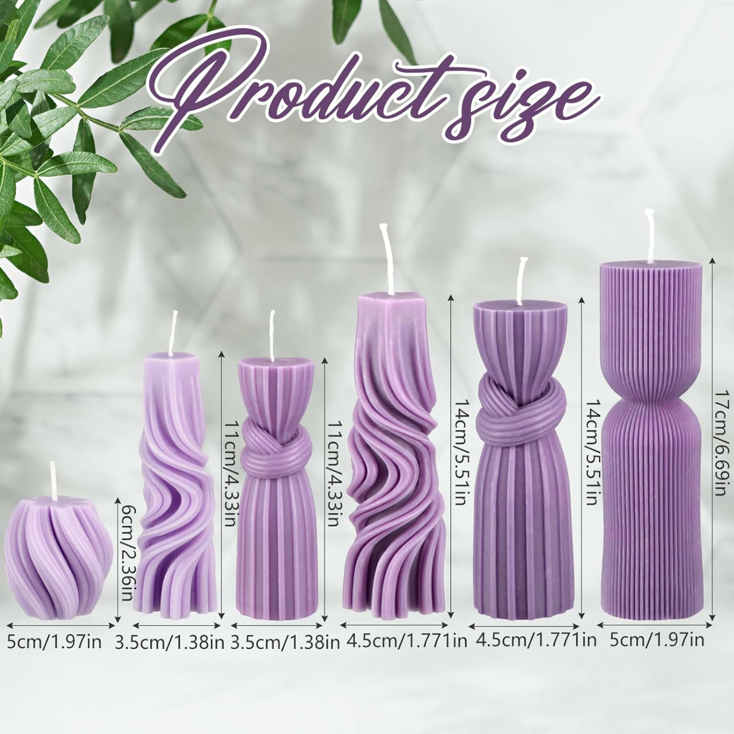Ribbed Soy Wax Candles Set - 6 Cute Pillars