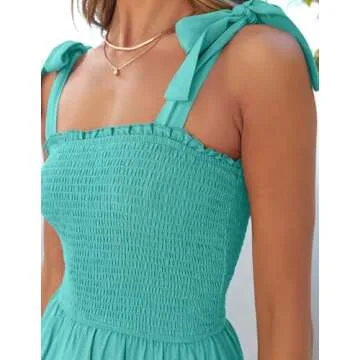 ZESICA Women's Boho Spaghetti Strap Maxi Dress