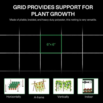 VIVOSUN 5 x 15 ft. Plant Trellis Netting, Heavy-Duty Polyester Grow Net, Garden Trellis Netting with Square Mesh for Climbing Plants, Vegetables, Fruits, and Flowers, 2-Pack