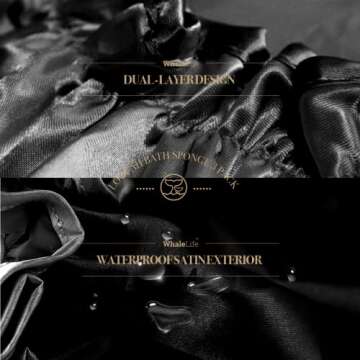 Extra Large Reusable Shower Cap for Men, Women (Black 4 Pack ) Satin Double Layer EVA Waterproof Long Hair Cap