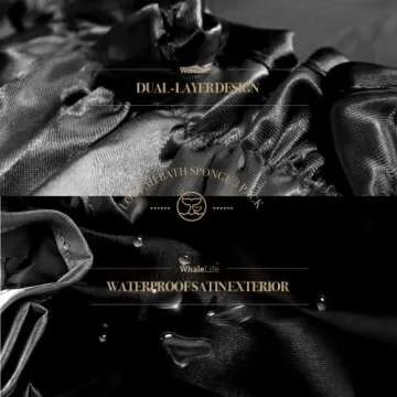 Extra Large Reusable Shower Cap for Men, Women (Black 4 Pack ) Satin Double Layer EVA Waterproof Long Hair Cap