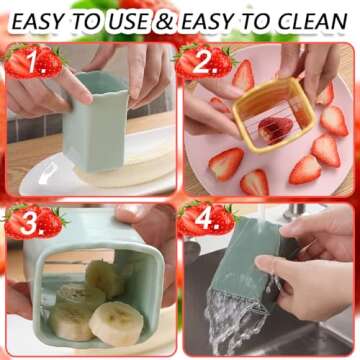 TULOBI 2 PCS Cup Slicer, Stainless Steel Egg Stainless, Strawberry Slicer, Mini Fruit Slicer Cup, Quickly Making Fruit Vegetable Salad, Creative Convenient Kitchen Gadget (Navy Blue + Cyan)