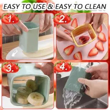 TULOBI 2 PCS Cup Slicer, Stainless Steel Egg Stainless, Strawberry Slicer, Mini Fruit Slicer Cup, Quickly Making Fruit Vegetable Salad, Creative Convenient Kitchen Gadget (Navy Blue + Cyan)