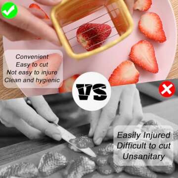 TULOBI 2 PCS Cup Slicer, Stainless Steel Egg Stainless, Strawberry Slicer, Mini Fruit Slicer Cup, Quickly Making Fruit Vegetable Salad, Creative Convenient Kitchen Gadget (Navy Blue + Cyan)