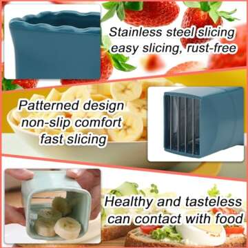 TULOBI 2 PCS Cup Slicer, Stainless Steel Egg Stainless, Strawberry Slicer, Mini Fruit Slicer Cup, Quickly Making Fruit Vegetable Salad, Creative Convenient Kitchen Gadget (Navy Blue + Cyan)