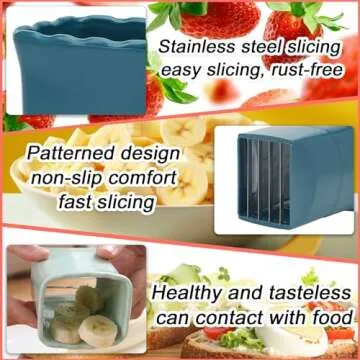 TULOBI 2 PCS Cup Slicer, Stainless Steel Egg Stainless, Strawberry Slicer, Mini Fruit Slicer Cup, Quickly Making Fruit Vegetable Salad, Creative Convenient Kitchen Gadget (Navy Blue + Cyan)