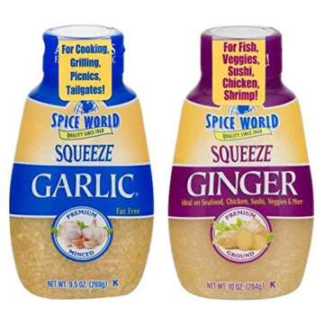 Spice World Squeeze Bundle: Premium Ground Ginger (10 Oz.) & Premium Garlic (9.5 Oz.)
