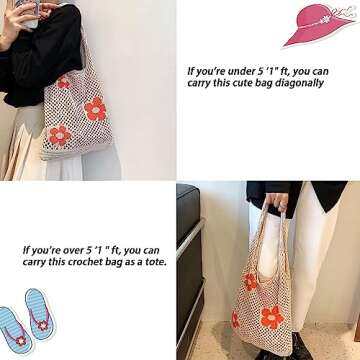 Arcimatto Crochet Tote Bag, Women Summer Aesthetic Mesh Beach Bags, Girls Hobo Bags Y2k Purse Fairy ...