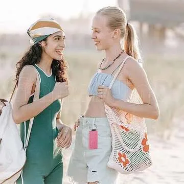 Arcimatto Crochet Tote Bag, Women Summer Aesthetic Mesh Beach Bags, Girls Hobo Bags Y2k Purse Fairy Grunge Accessories (Beige Flower)