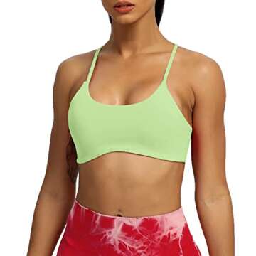 Aoxjox Women's Workout Sports Bras Fitness Backless Padded Ivy Low Impact Bra Yoga Crop Tank Top (Paradise Green, X-Small)