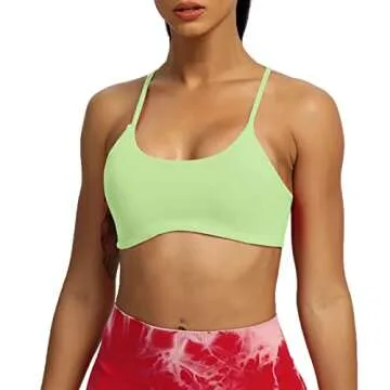 Aoxjox Women's Workout Sports Bras Fitness Backless Padded Ivy Low Impact Bra Yoga Crop Tank Top (Paradise Green, X-Small)