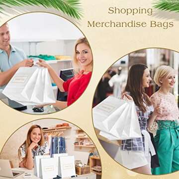 100 Pcs Thank You Paper Bags Bulk 8 x 4 x 10 Inch Thank You Gift Bags with Handle Shopping Merchandise Bag Merchant Bag for Small Business, Retail Shopping, Wedding, Party, Boutique (White)
