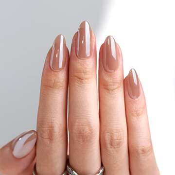 BTArtbox Press On Nails Almond - Fall Press on Nails Meidum Chrome Nails, Light Weight & Fit Perfect...