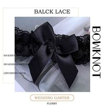 Florry Sexy Wedding Bridal Garter Black Lace Women Garter Belt for Bride Tossing Thigh Garters Bowknot Elastic Leg Ring for Party Prom Birthday (Black)