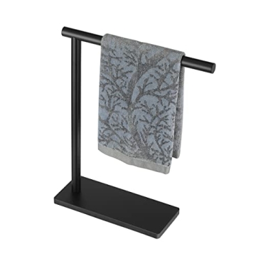 JQK Black Stainless Steel Hand Towel Holder Stand Modern Design