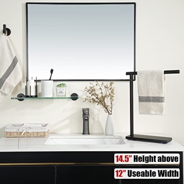 JQK Black Stainless Steel Hand Towel Holder Stand Modern Design