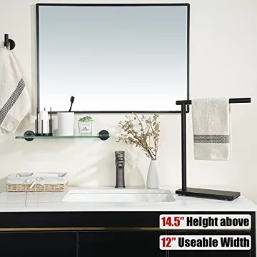 JQK Black Stainless Steel Hand Towel Holder Stand Modern Design