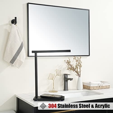 JQK Black Stainless Steel Hand Towel Holder Stand Modern Design