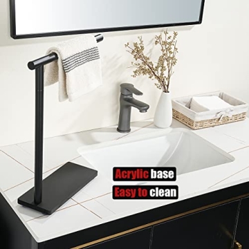 JQK Black Stainless Steel Hand Towel Holder Stand Modern Design
