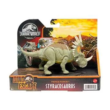 Jurassic World Fierce Force Styracosaurus Camp Cretaceous Authentic Dinosaur Strike Motion Action Figure, Movable Joints, Gift 3 Years & Older