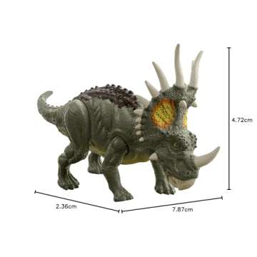 Jurassic World Fierce Force Styracosaurus Camp Cretaceous Authentic Dinosaur Strike Motion Action Figure, Movable Joints, Gift 3 Years & Older