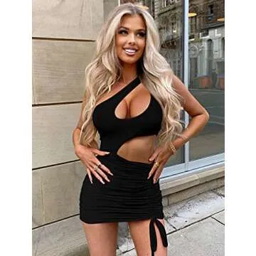 YMDUCH Women's Sleeveless Cutout Bodycon Mini Dress