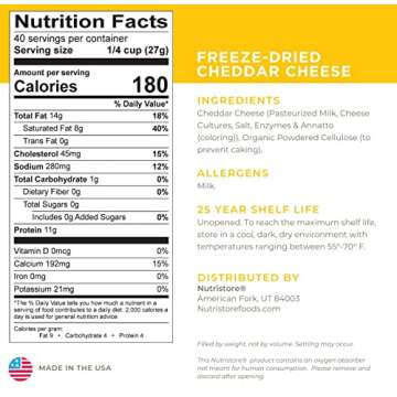 Nutristore Freeze-Dried Cheddar Cheese | 25 Year Shelf Life