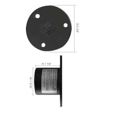 Facon 12V RV USB Charger Socket, QC3.0 Quick Charger USB Type A + Type C PD 18W, Wall Mount RV USB Charging Port, for RV Trailer Camper Boat Marine Motorhome (Black)