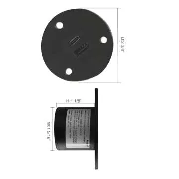 Facon 12V RV USB Charger Socket, QC3.0 Quick Charger USB Type A + Type C PD 18W, Wall Mount RV USB Charging Port, for RV Trailer Camper Boat Marine Motorhome (Black)