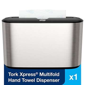 Tork Xpress Paper Towel Dispenser, Stainless Steel, Compact for Home Use, Fits H2 Hand Towels