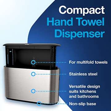 Tork Xpress Paper Towel Dispenser, Stainless Steel, Compact for Home Use, Fits H2 Hand Towels