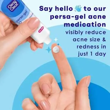 Clean & Clear PersaGel 10 Acne Medication Spot Treatment with Maximum Strength 10 Benzoyl Peroxide Topical Pimple Cream Acne Gel medication for Face Acne with Benzoyl Peroxide, 4 Count