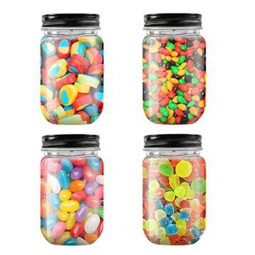 novelinks 16 Ounce Clear Plastic Jars with Black Lids - Refillable Round Clear Containers Clear Jars Storage Containers for Kitchen & Household Storage - BPA Free (20 Pack)