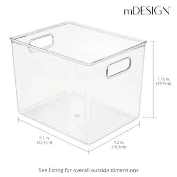 mDesign Plastic Storage Closet Organizer Bin, Container Bin for Entryway, Hallway, Bedroom, Linen, and Coat Closet - Organization for Clothing, Blankets, Toys, and Accessories, Ligne Collection, Clear