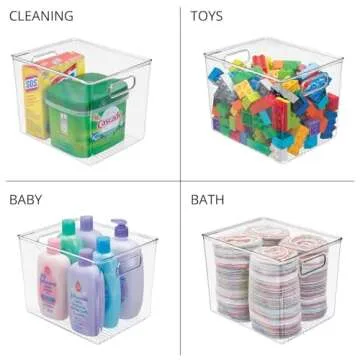 mDesign Plastic Storage Closet Organizer Bin, Container Bin for Entryway, Hallway, Bedroom, Linen, and Coat Closet - Organization for Clothing, Blankets, Toys, and Accessories, Ligne Collection, Clear