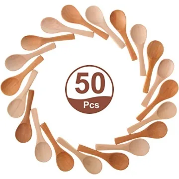 Boao 50 Pcs Wooden Mini Spoons for Cooking and Baking