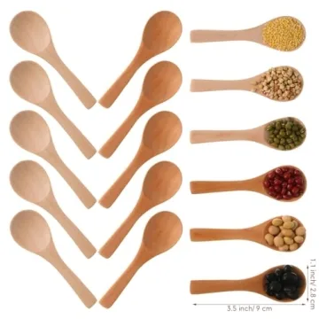 Boao 50 Pcs Wooden Mini Spoons for Cooking and Baking