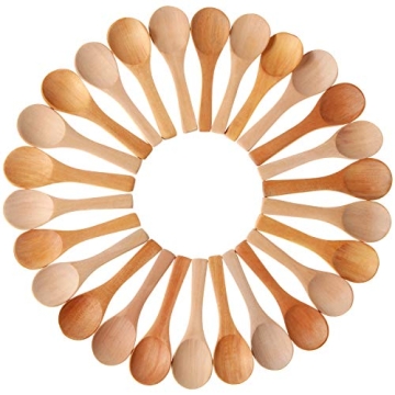 Boao 50 Pcs Wooden Mini Spoons for Cooking and Baking