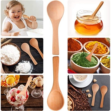 Boao 50 Pcs Wooden Mini Spoons for Cooking and Baking